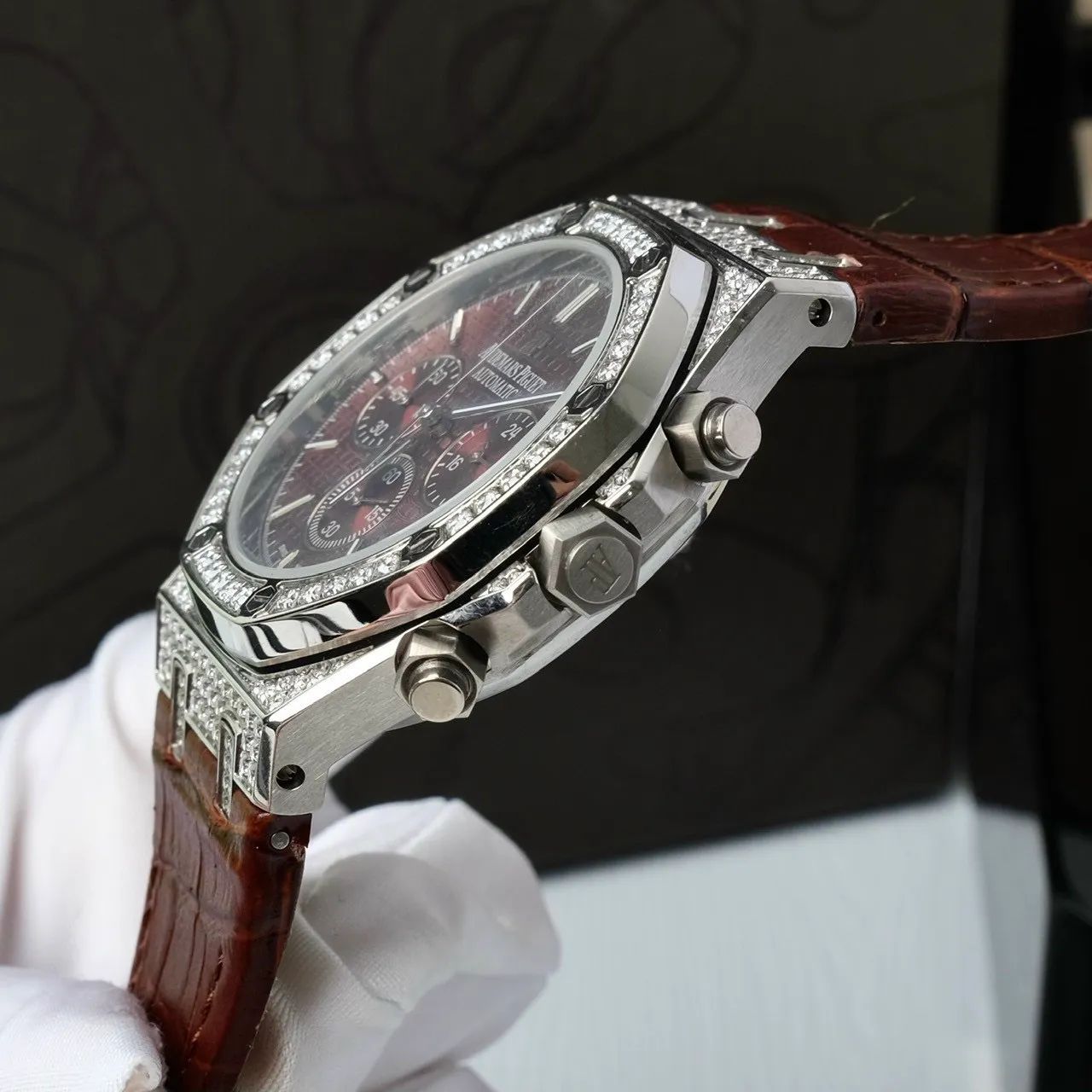 Audemars Piguet Royal Oak Men’s Watch With Brown Stones 42mm