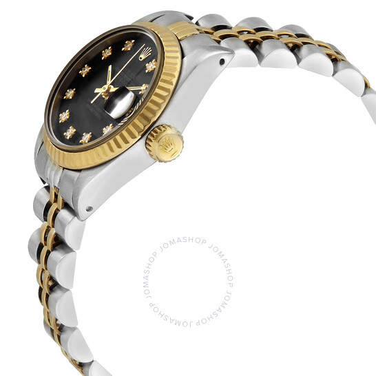 Pre-owned Rolex Datejust Automatic Diamond Black Dial Ladies Watch 69173CDJ