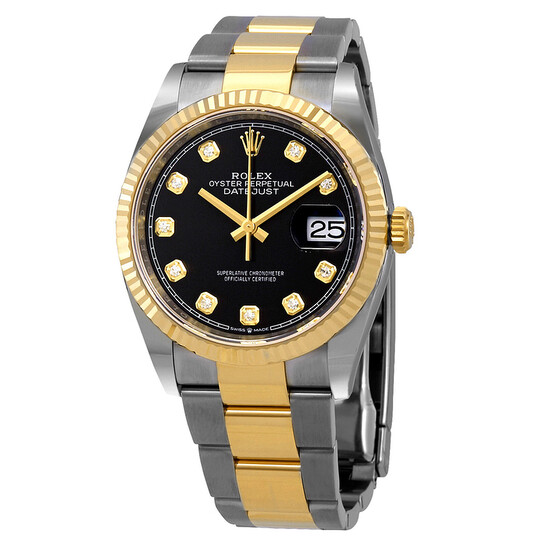 Rolex Datejust 36 Black Diamond Dial Men’s Stainless Steel and 18kt Yellow Gold Oyster 126233BKDO