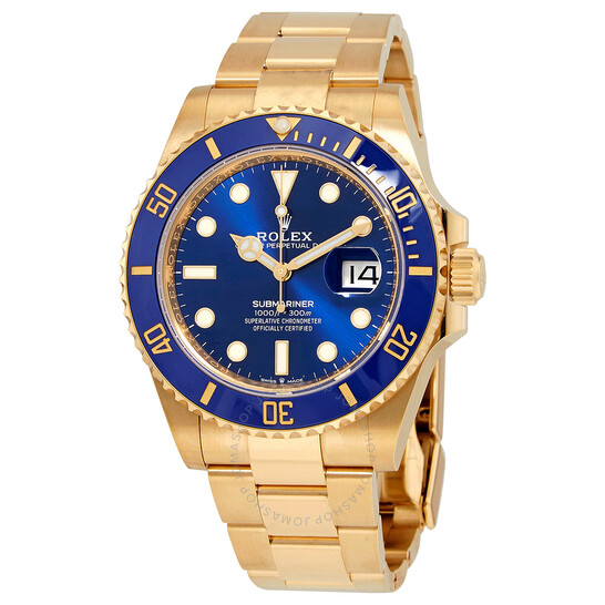 Rolex Submariner Blue Dial 18K Yellow Gold Oyster Bracelet Automatic Men’s Watch 126618LBBLSO
